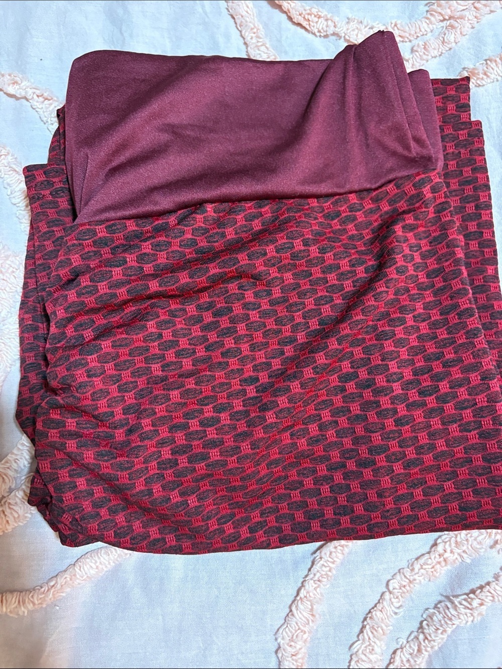 Women's Burgundy textured Athletic leggings 2X